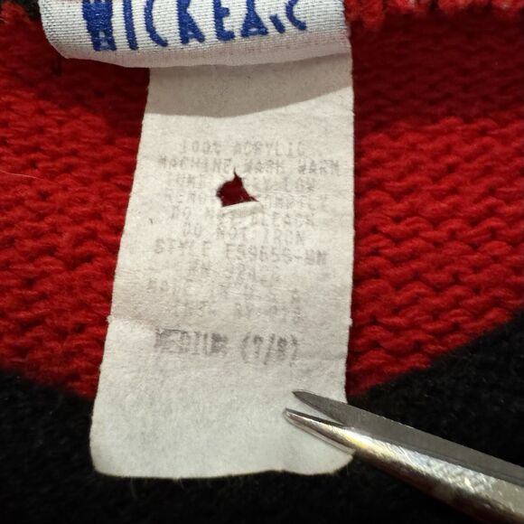 Vintage 90s Disney Mickey Minnie Mouse Sweater Kids Medium 7/9 Red Knit Retro - Picture 5 of 8